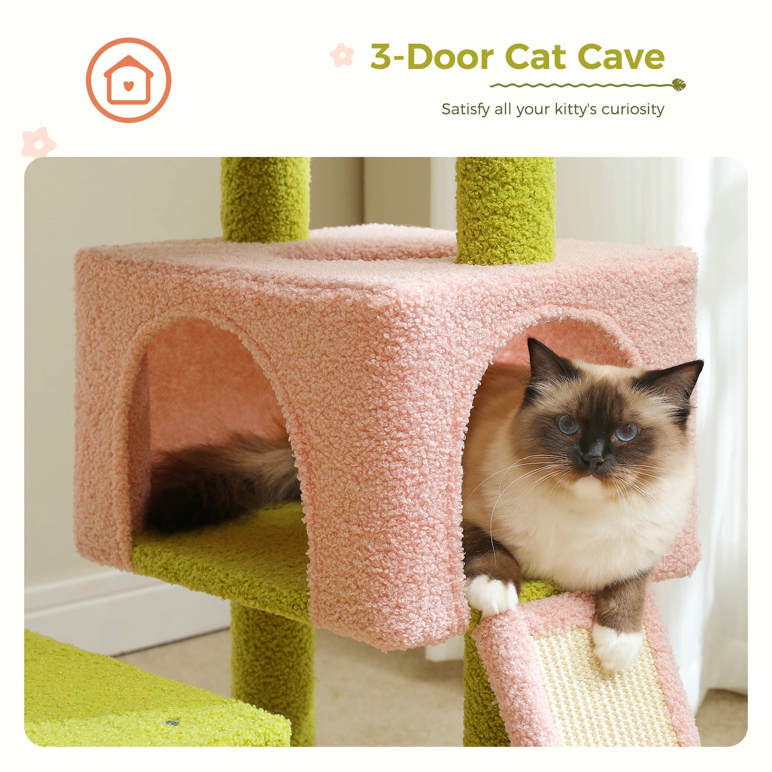 Flower Cat Tree with Condo & Top Perch