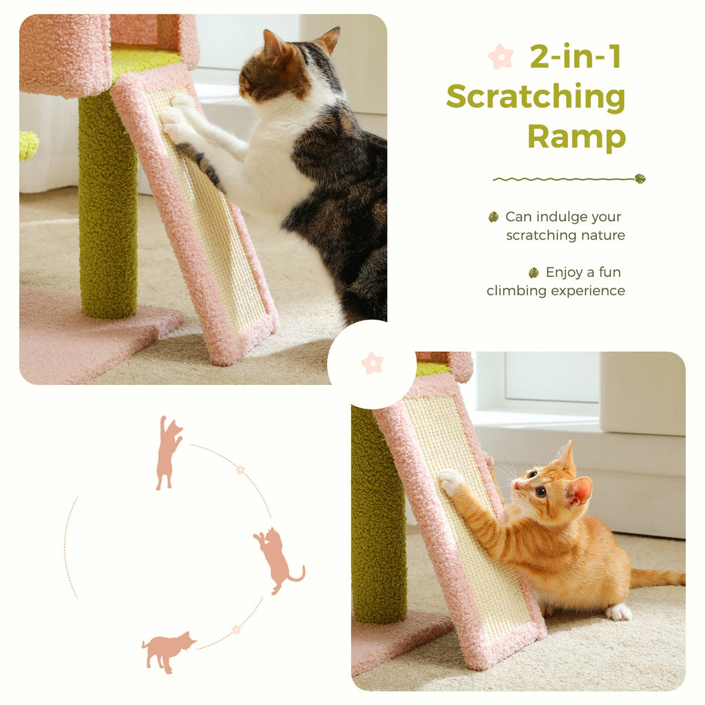 Flower Cat Tree with Condo & Top Perch
