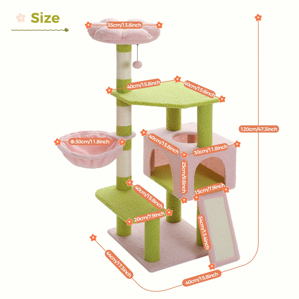 Flower Cat Tree with Condo & Top Perch