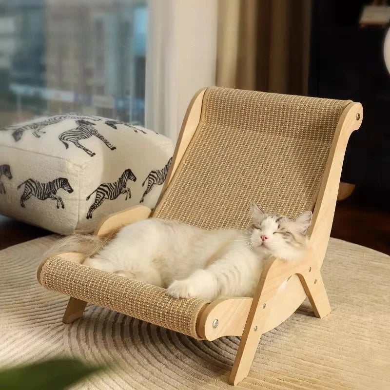 Wooden Sisal Cat Scratching Lounge Bed