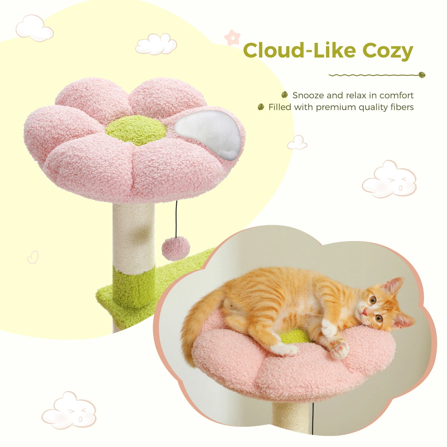 Flower Cat Tree with Condo & Top Perch