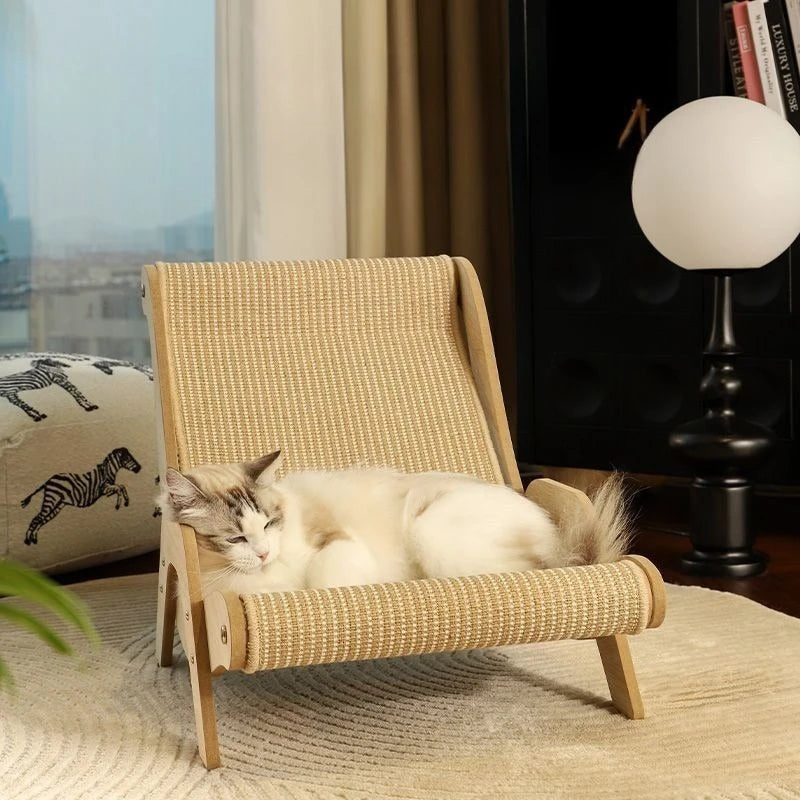Wooden Sisal Cat Scratching Lounge Bed
