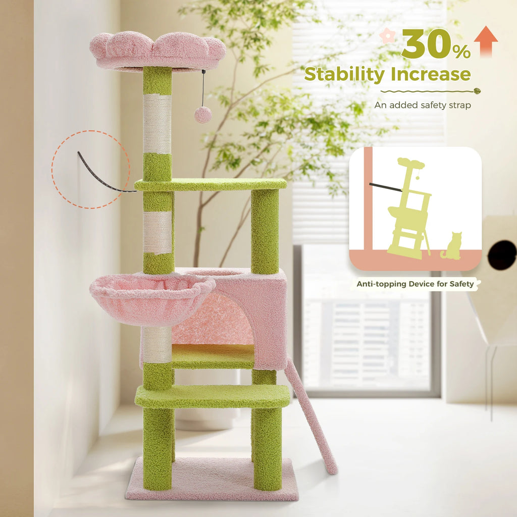 Flower Cat Tree with Condo & Top Perch